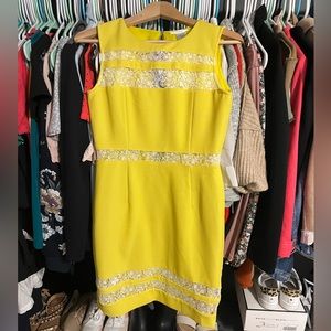 Bright yellow sheath dress